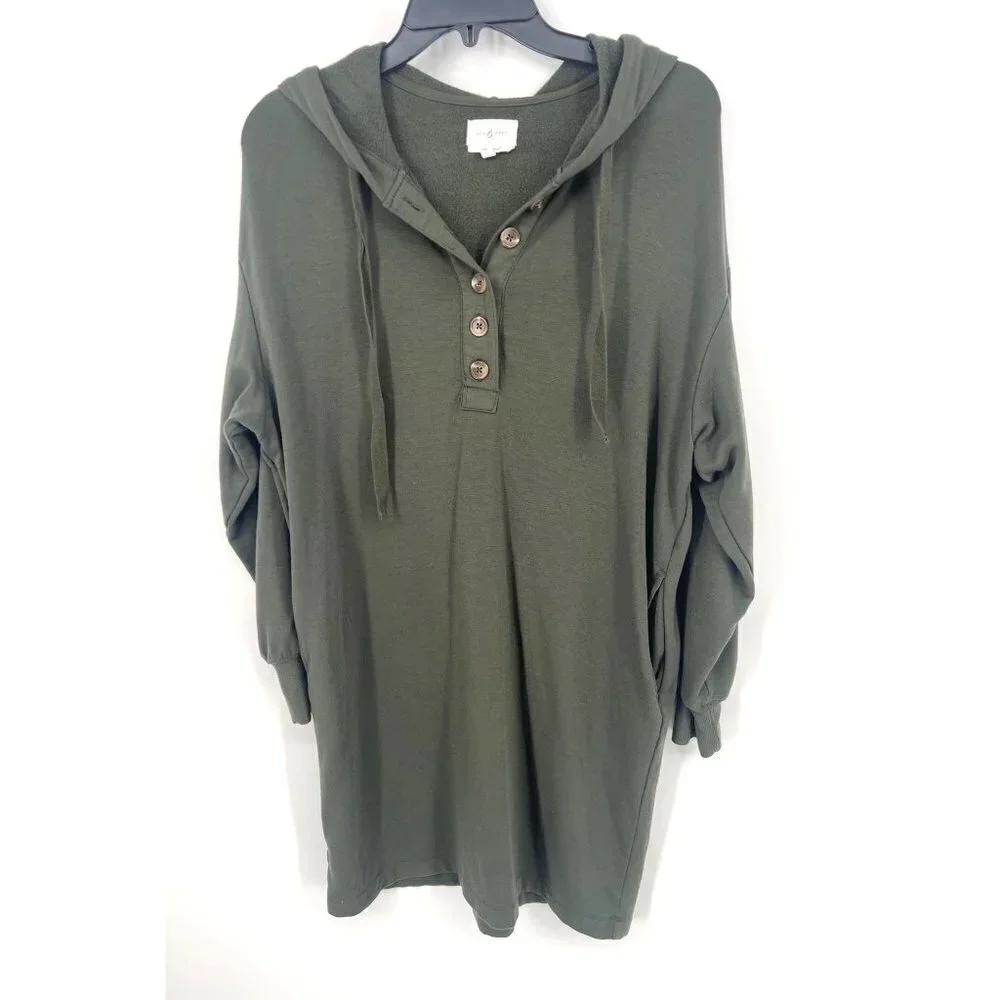 Lou and Grey Womens Signature Soft Hoodie Dress Hunter Green Size Small Lounge